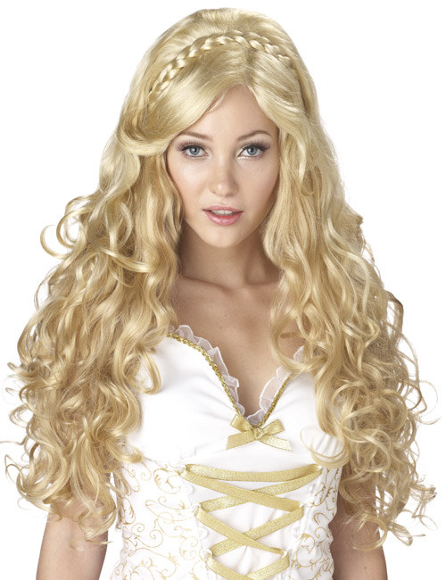 Antike Göttin Perücke blond mit Locken von KARNEVAL-MEGASTORE