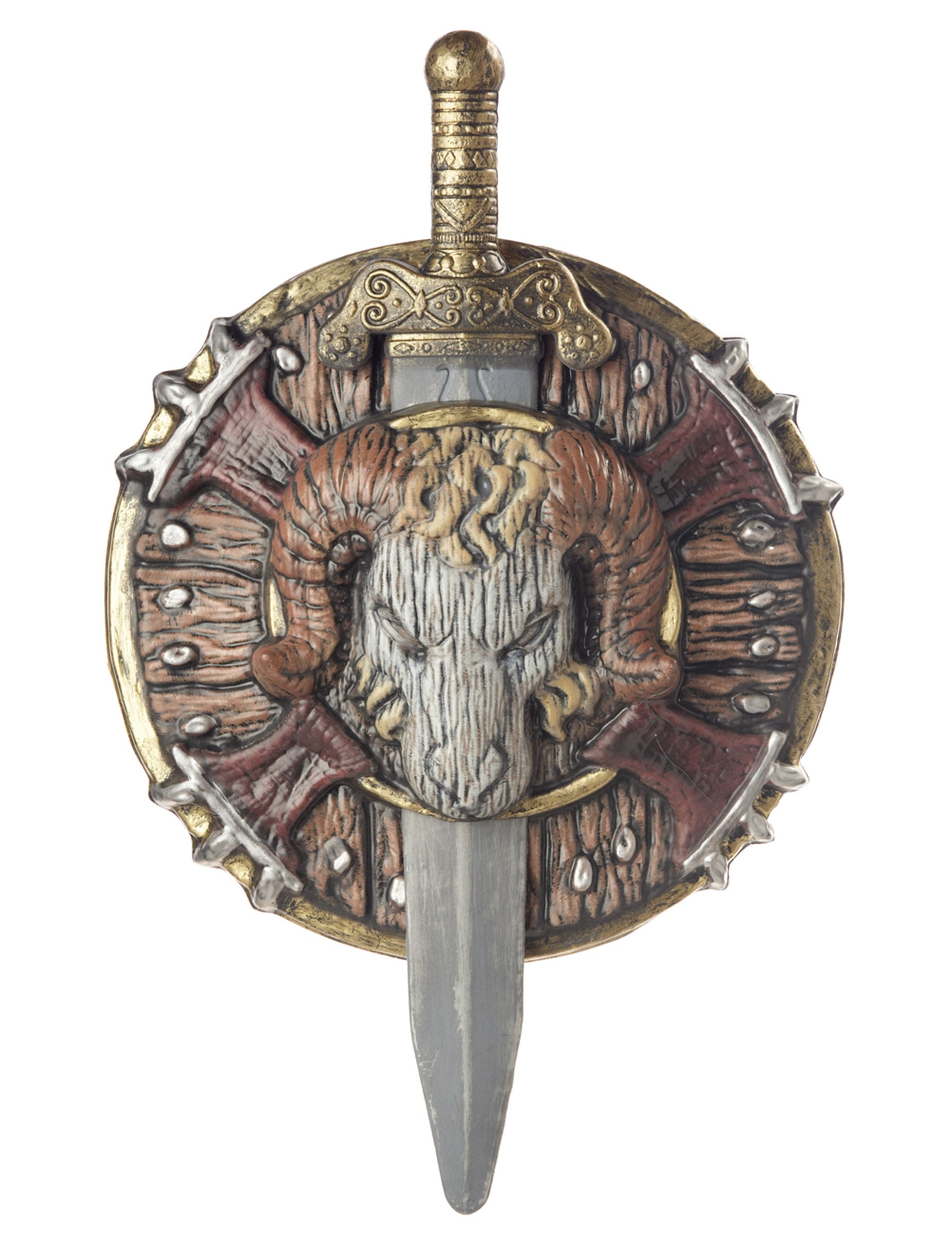 Barbaren Schild und Schwert mit Widderschädel braun-grau 50cm Barbaren Schild und Schwert mit Widderschädel braun-grau 50cm von KARNEVAL-MEGASTORE