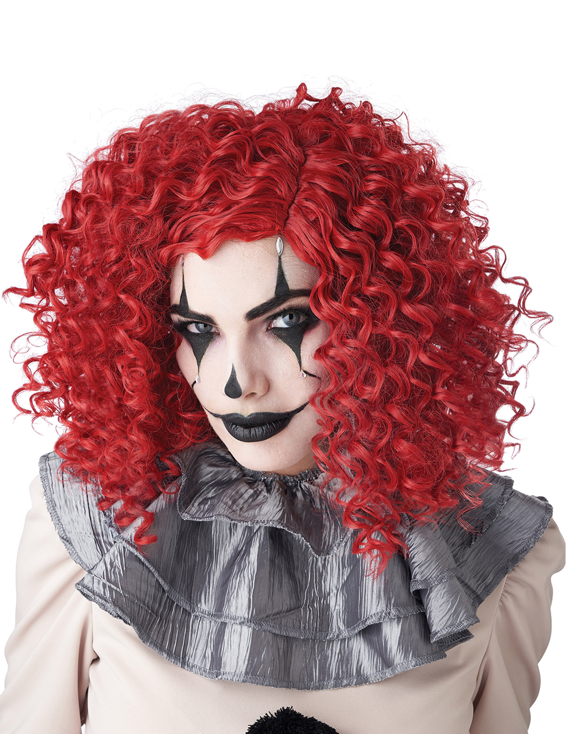 Clown-Perücke für Damen für Halloween und Karneval rot von KARNEVAL-MEGASTORE