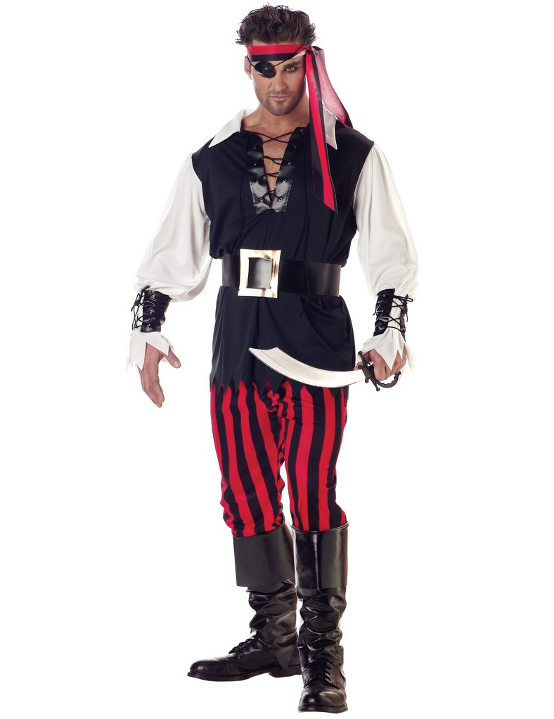 Cooler Pirat Herrenkostüm schwarz-rot und weiss von BCI