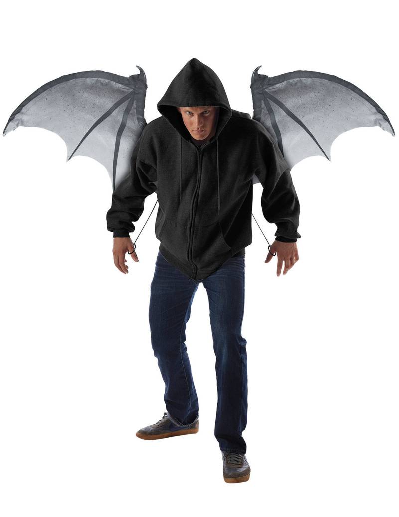 Dämonen-Flügel Fledermaus aufschwingbar schwarz-grau 122cm von KARNEVAL-MEGASTORE