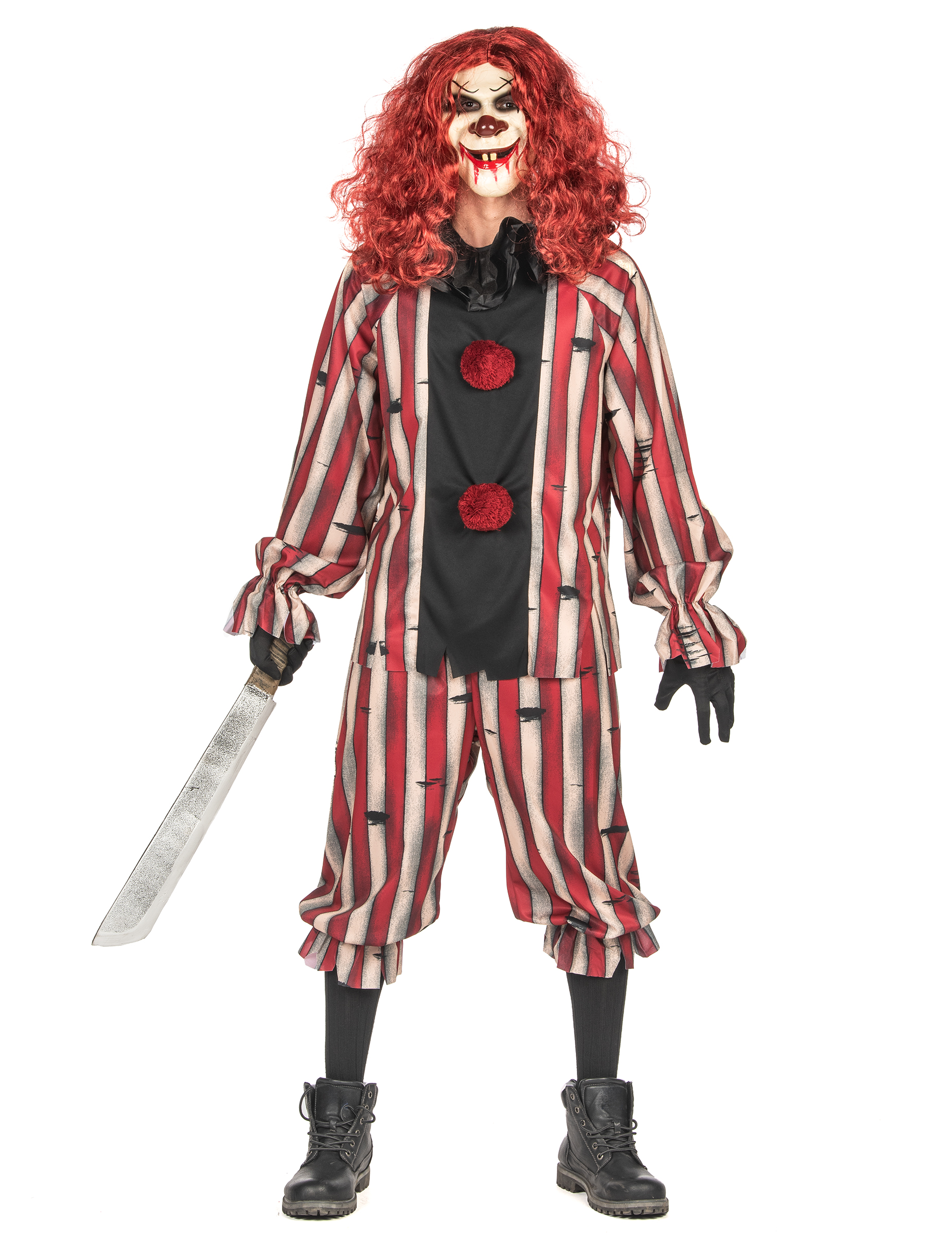 Dämonisches Clown-Kostüm für Herren Halloween-Kostüm rot-grau Dämonisches Clown-Kostüm für Herren Halloween-Kostüm rot-grau von KARNEVAL-MEGASTORE