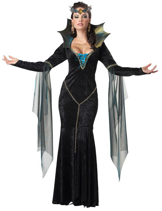 Dunkle Magierin Hexe Zauberin Halloween Damenkostüm schwarz-blau von KARNEVAL-MEGASTORE