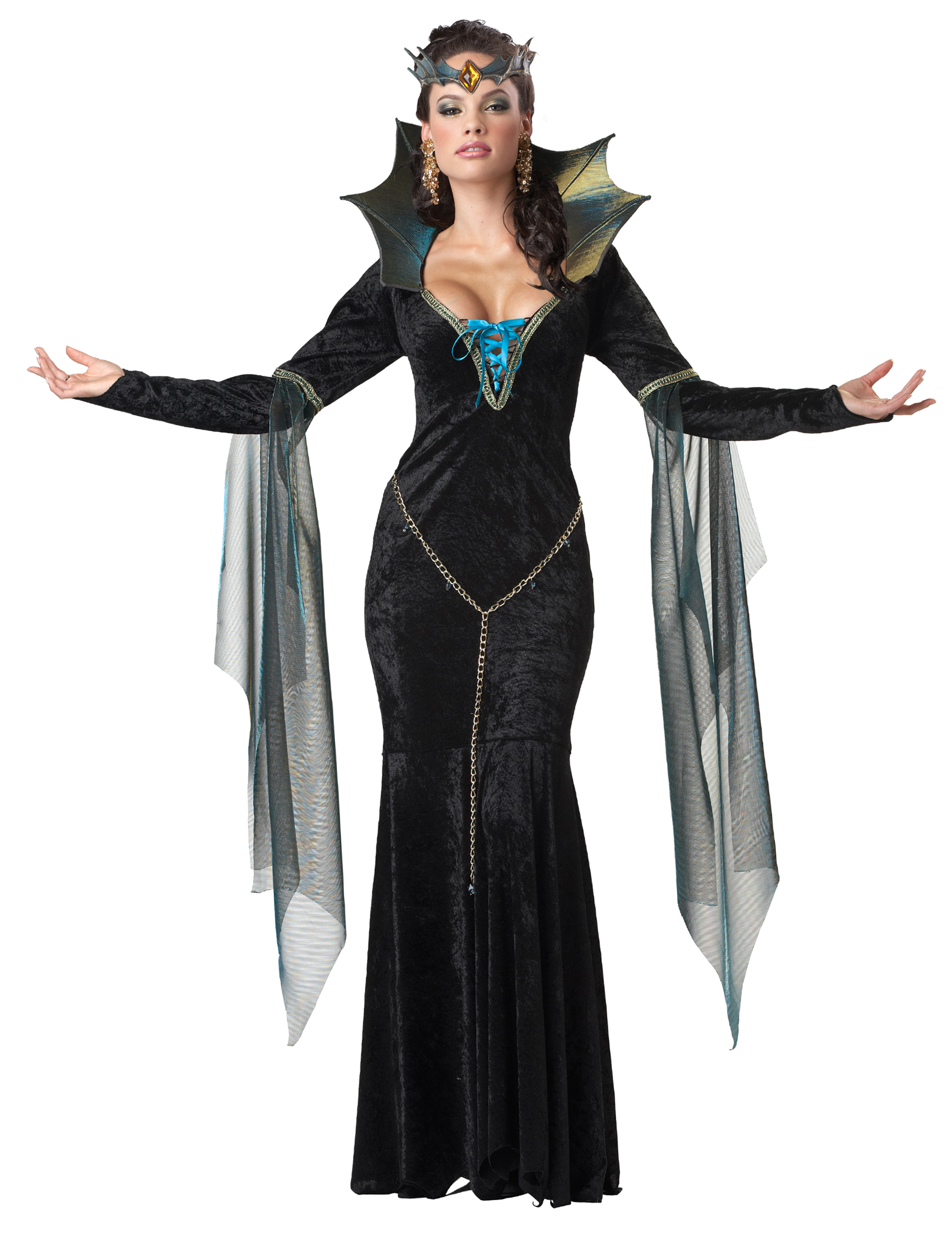 Dunkle Magierin Hexe Zauberin Halloween Damenkostüm schwarz-blau von KARNEVAL-MEGASTORE