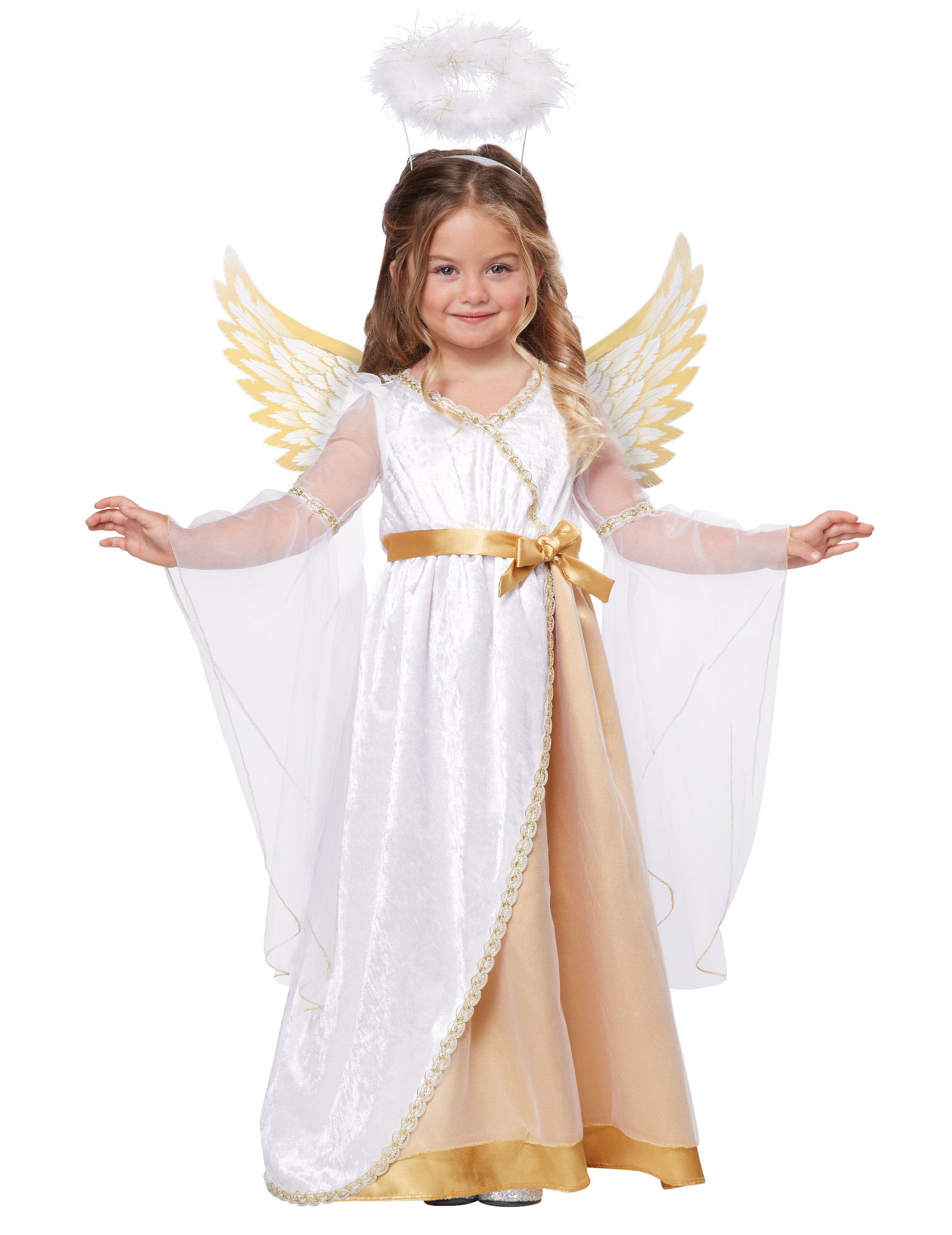 Engel-Kostüm für Kinder Krippenspiel-Kostüm Fasching-Kostüm 3-teilig weiss-gold von KARNEVAL-MEGASTORE