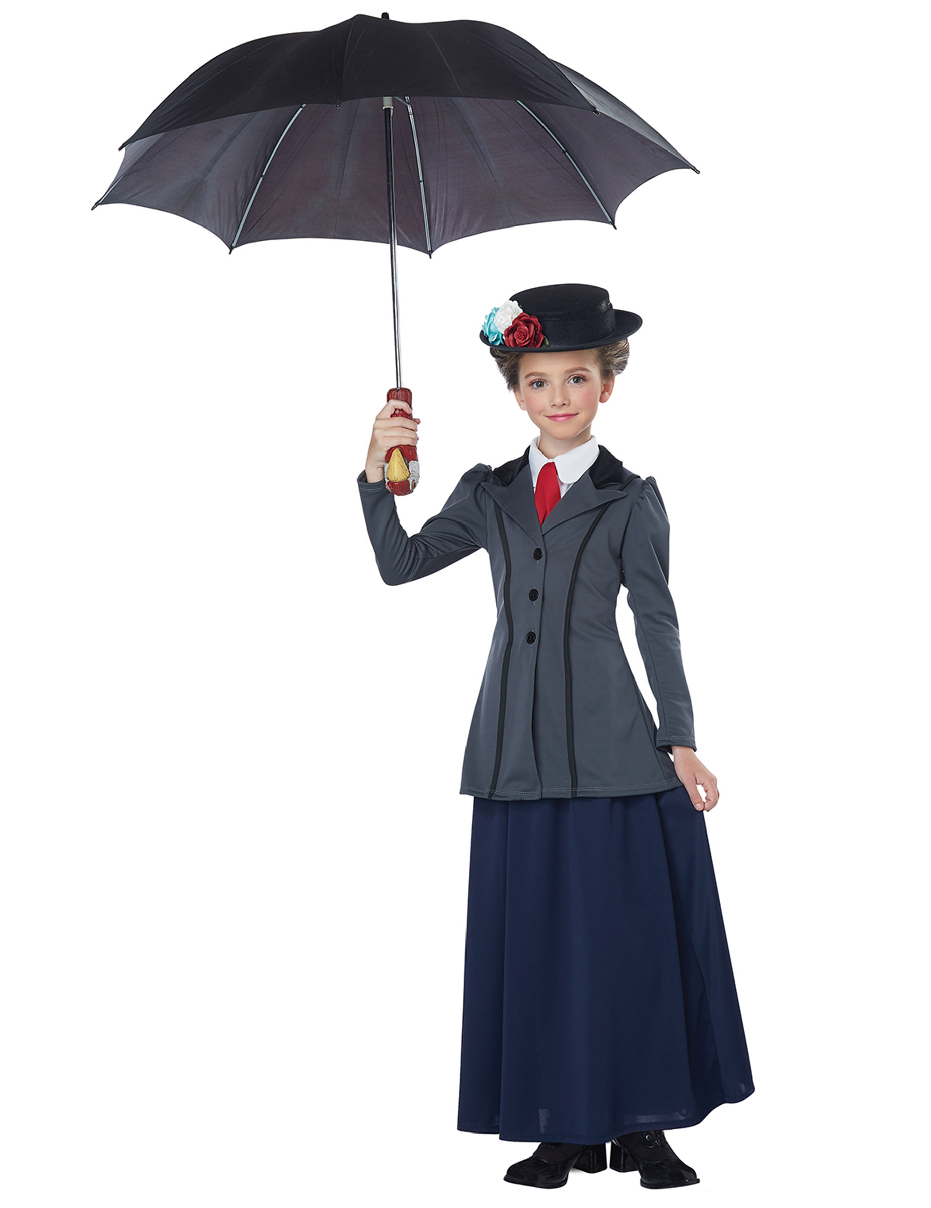 Englisches Kindermädchen Kostüm Nanny Kostüm für Mädchen Kinder Grau von KARNEVAL-MEGASTORE