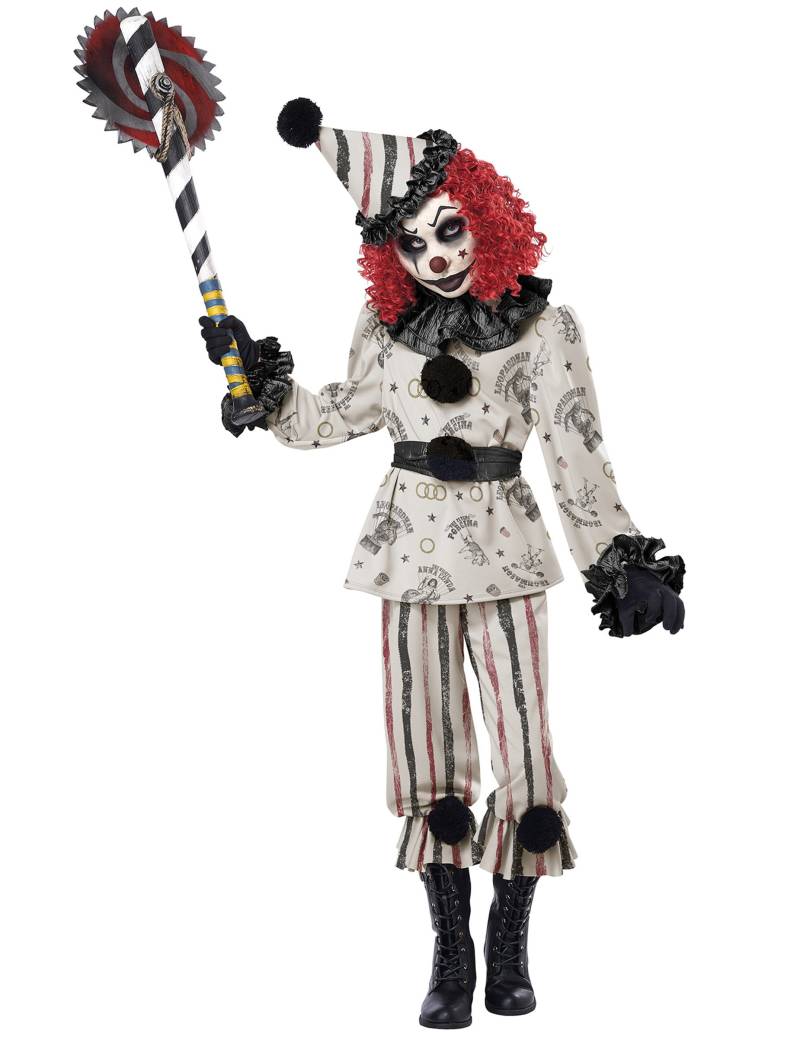 Finsteres Clown-Kostüm für Kinder Halloweenkostüm schwarz-weiss von KARNEVAL-MEGASTORE