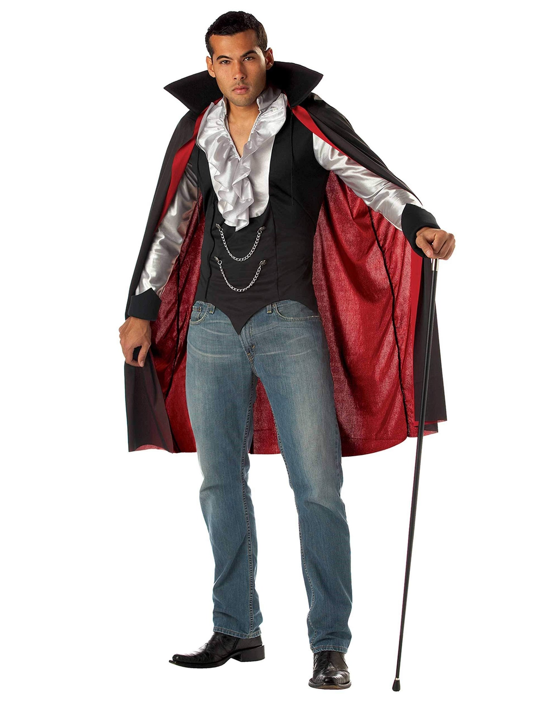 Gentleman Vampir-Herrenkostüm rot-schwarz-weiss von KARNEVAL-MEGASTORE