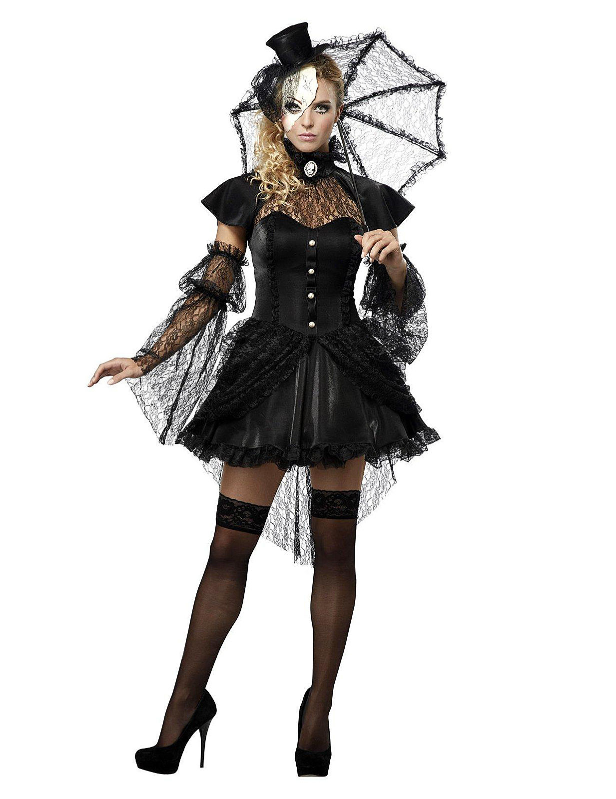 Gothic Ragdoll Halloween Damenkostüm schwarz von KARNEVAL-MEGASTORE