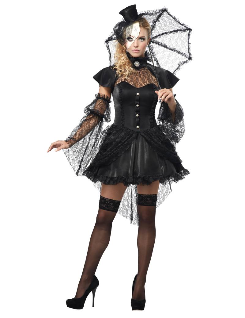 Gothic Ragdoll Halloween Damenkostüm schwarz von KARNEVAL-MEGASTORE