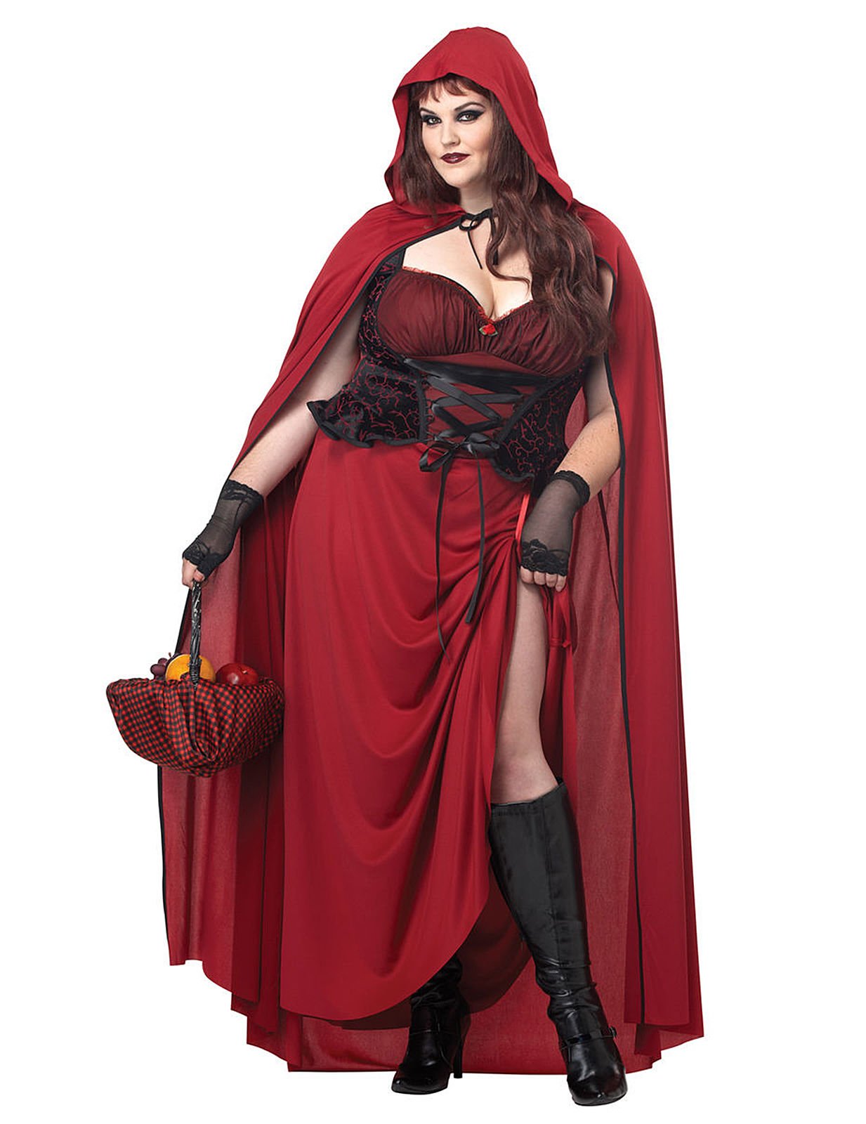 Gothic Rotkäppchen Halloween Damenkostüm XXL rot-schwarz von KARNEVAL-MEGASTORE