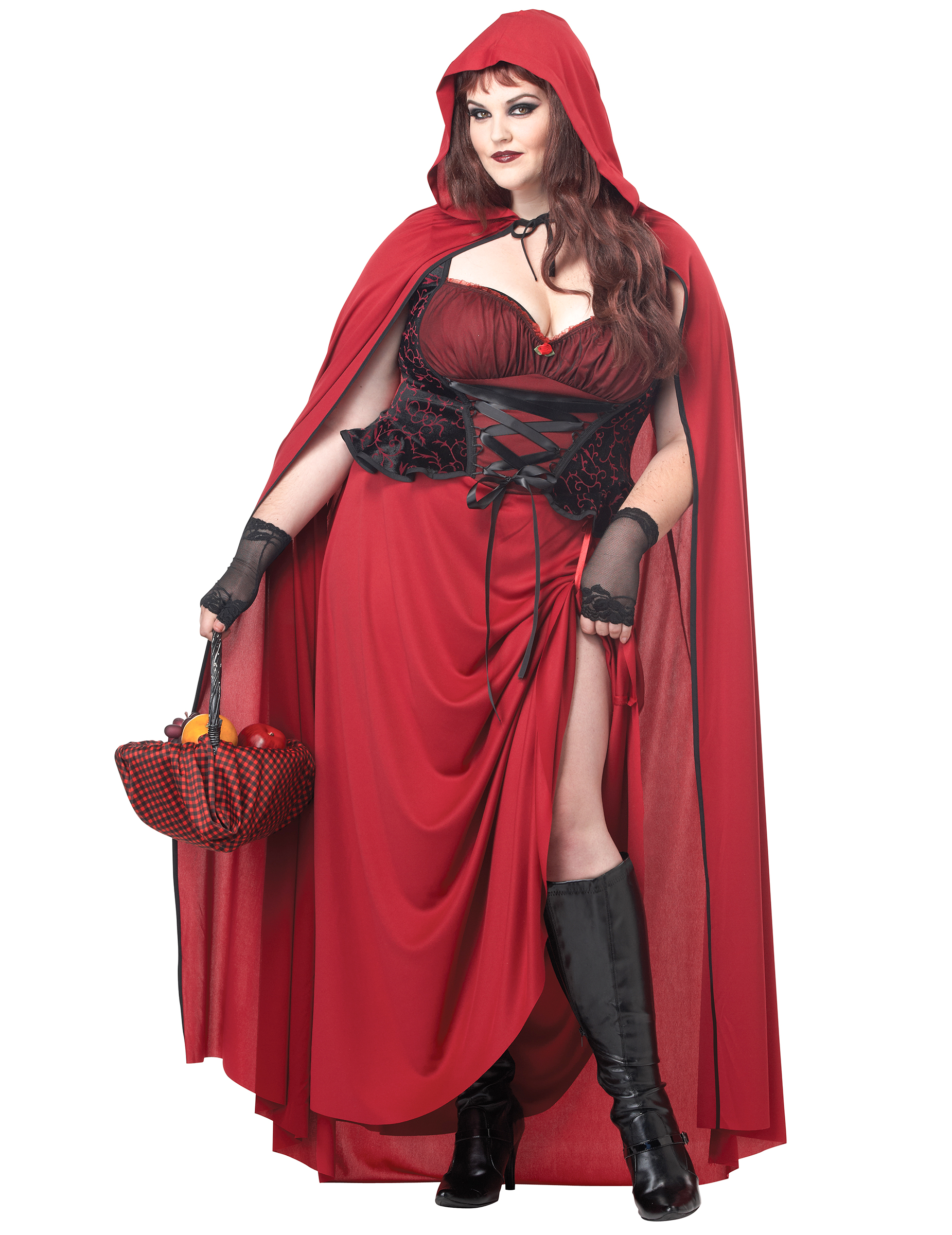 Gothic Rotkäppchen Halloween Damenkostüm XXL rot-schwarz von KARNEVAL-MEGASTORE