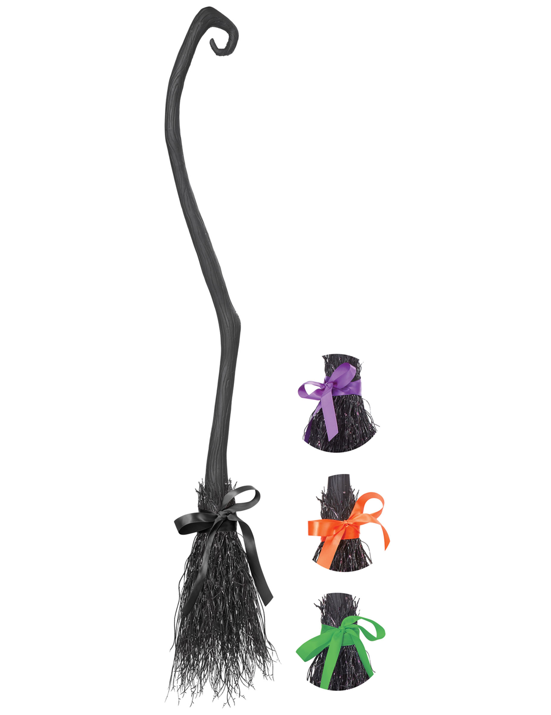 Halloween Hexenbesen mit Schleife schwarz 137cm von KARNEVAL-MEGASTORE