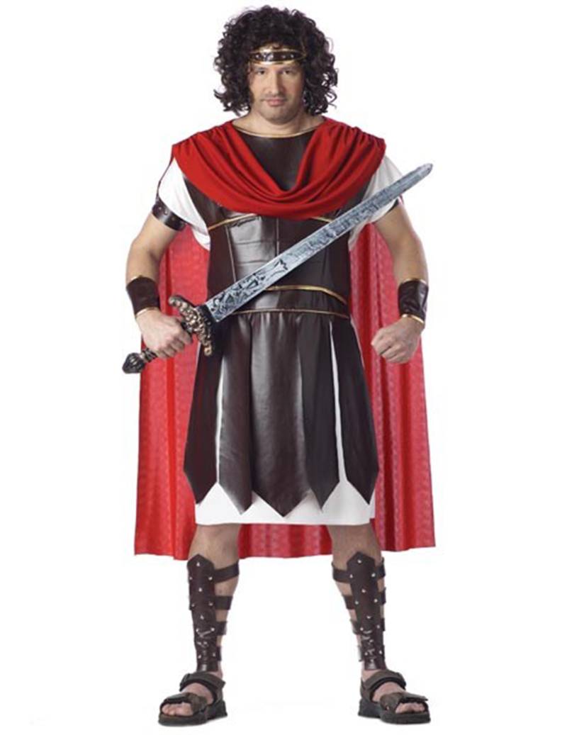 Herkules Römer Kostüm XXL braun-weiss-rot von KARNEVAL-MEGASTORE
