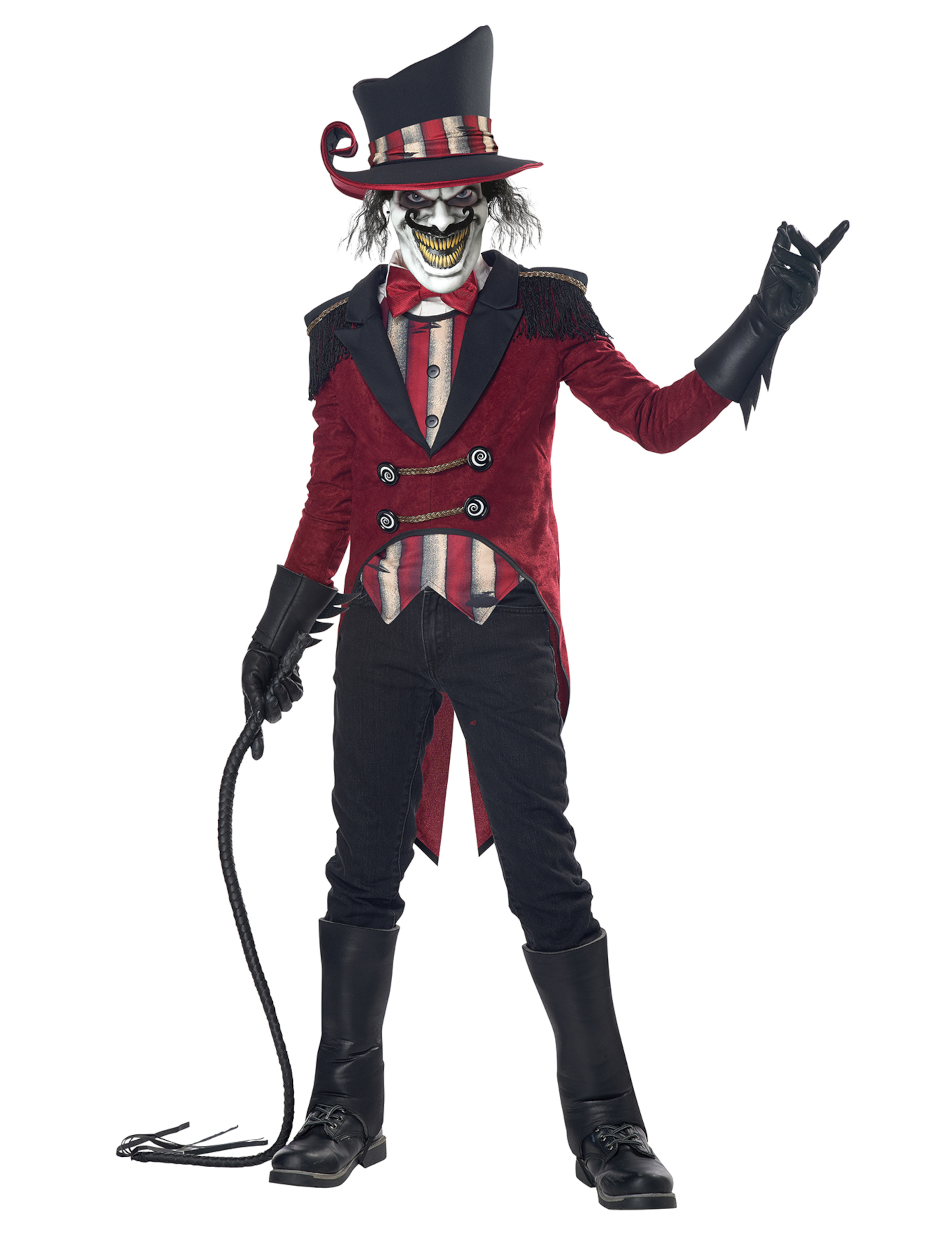 Zirkusdirektor-Kostüm für Kinder Halloweenkostüm rot-schwarz-weiß von KARNEVAL-MEGASTORE
