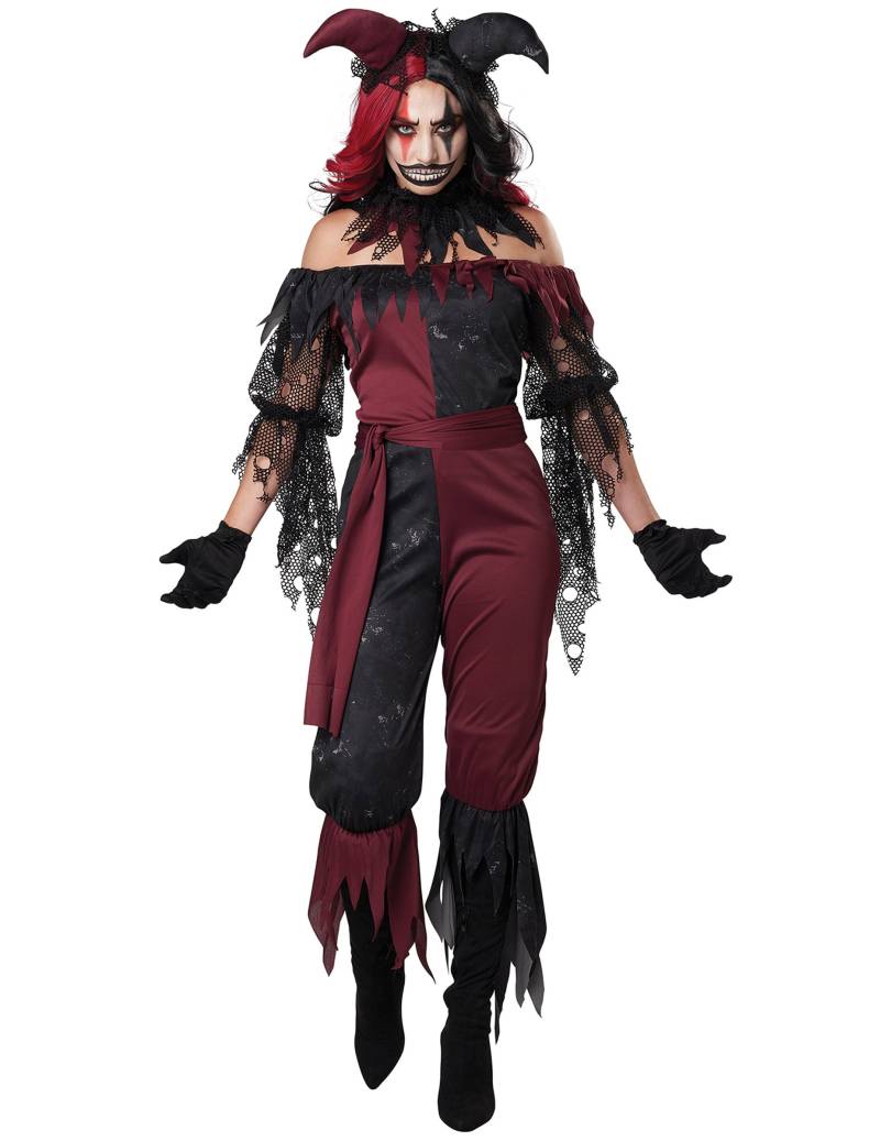 Joker-Kostüm für Damen Halloweenkostüm schwarz-rot von KARNEVAL-MEGASTORE