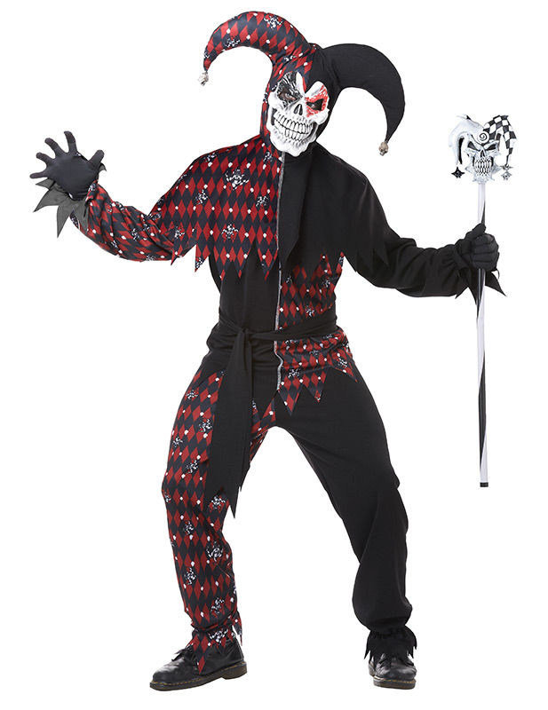 Killer-Clown-Kostüm für Herren Harlekin Halloween-Kostüm schwarz-rot von KARNEVAL-MEGASTORE