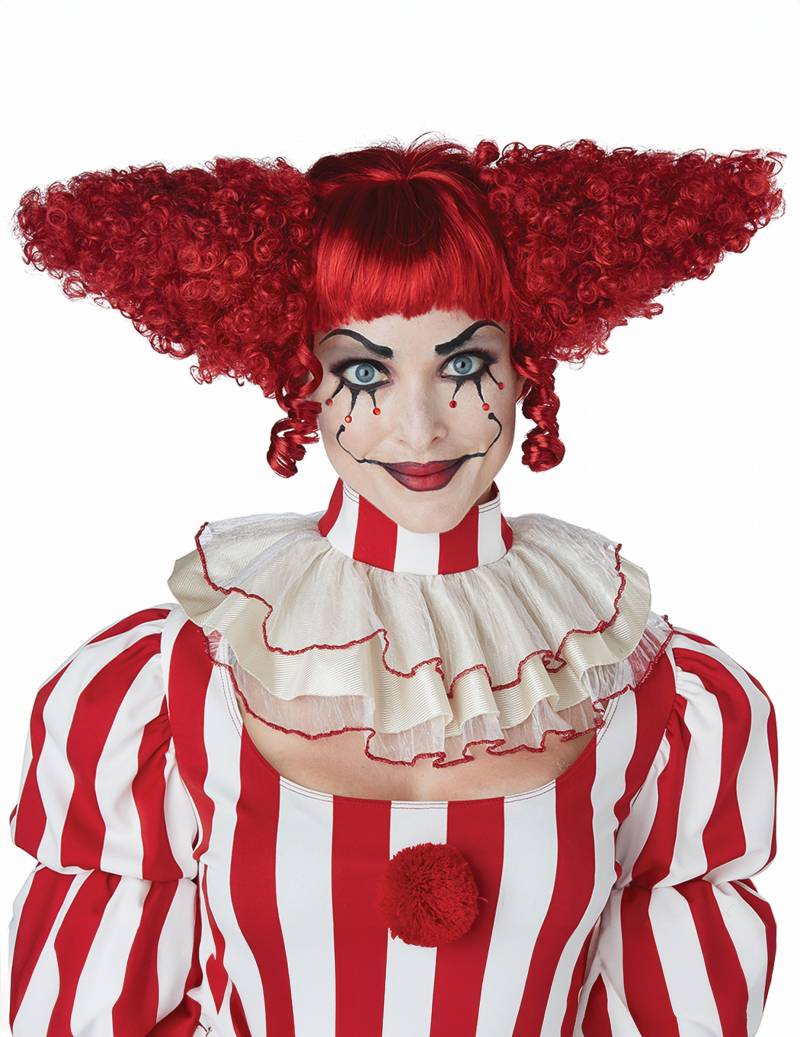 Killerclown-Perücke für Damen Halloween-Perücke rot von KARNEVAL-MEGASTORE