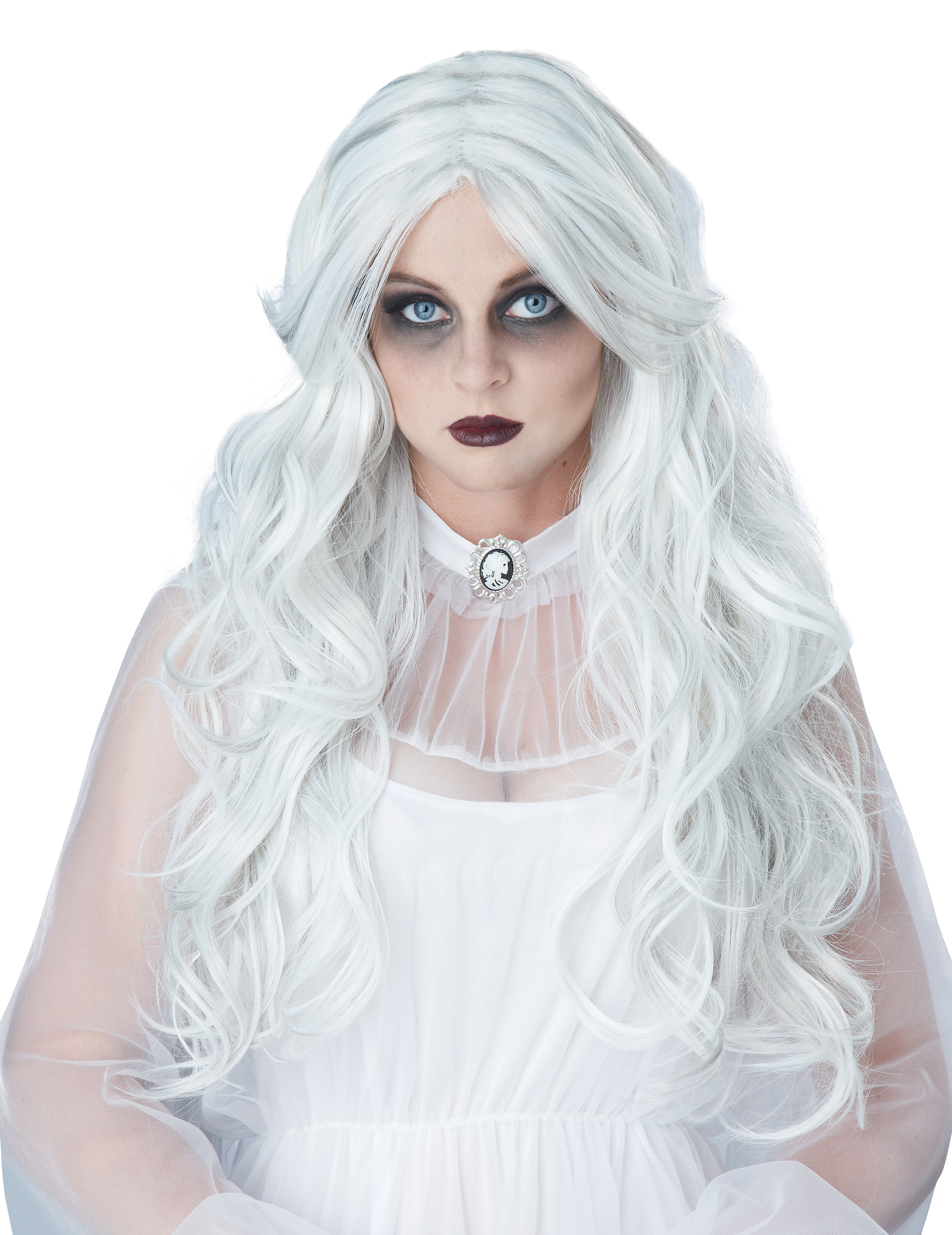 Langhaar-Perücke für Damen gewellt Halloween-Accessoire weiss Langhaar-Perücke für Damen gewellt Halloween-Accessoire weiss von KARNEVAL-MEGASTORE