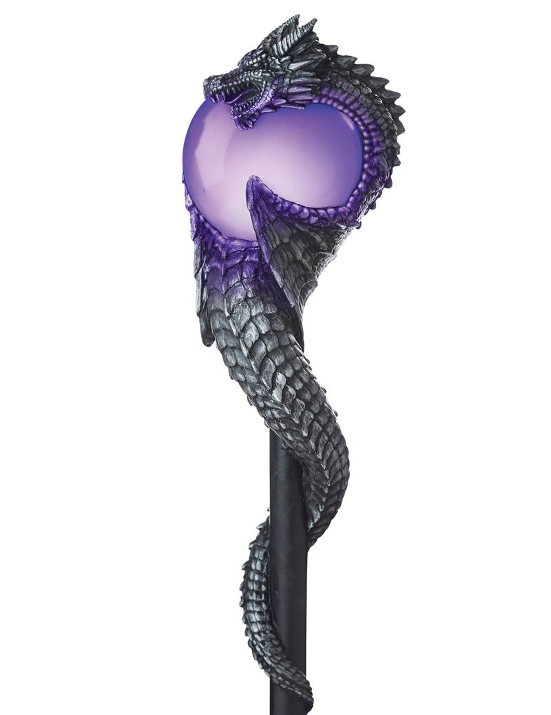 Legendärer Drachen-Zauberstab für Erwachsene schwarz-violett 165 cm von KARNEVAL-MEGASTORE
