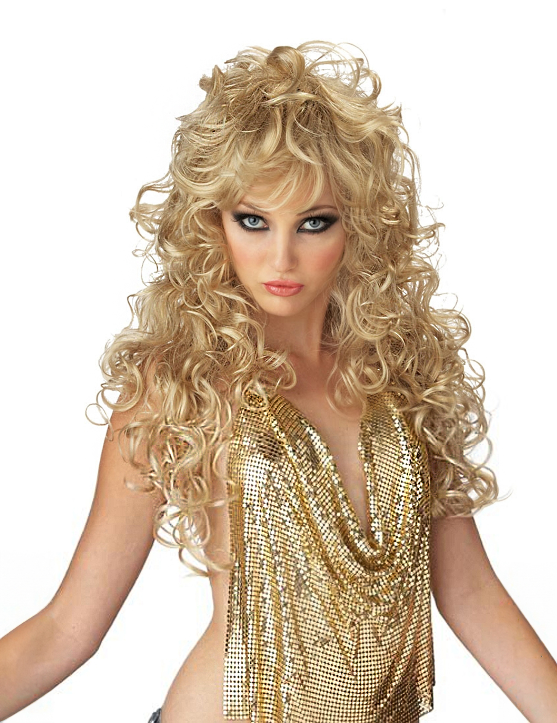 Lockige Perücke blond Lockige Perücke blond von KARNEVAL-MEGASTORE
