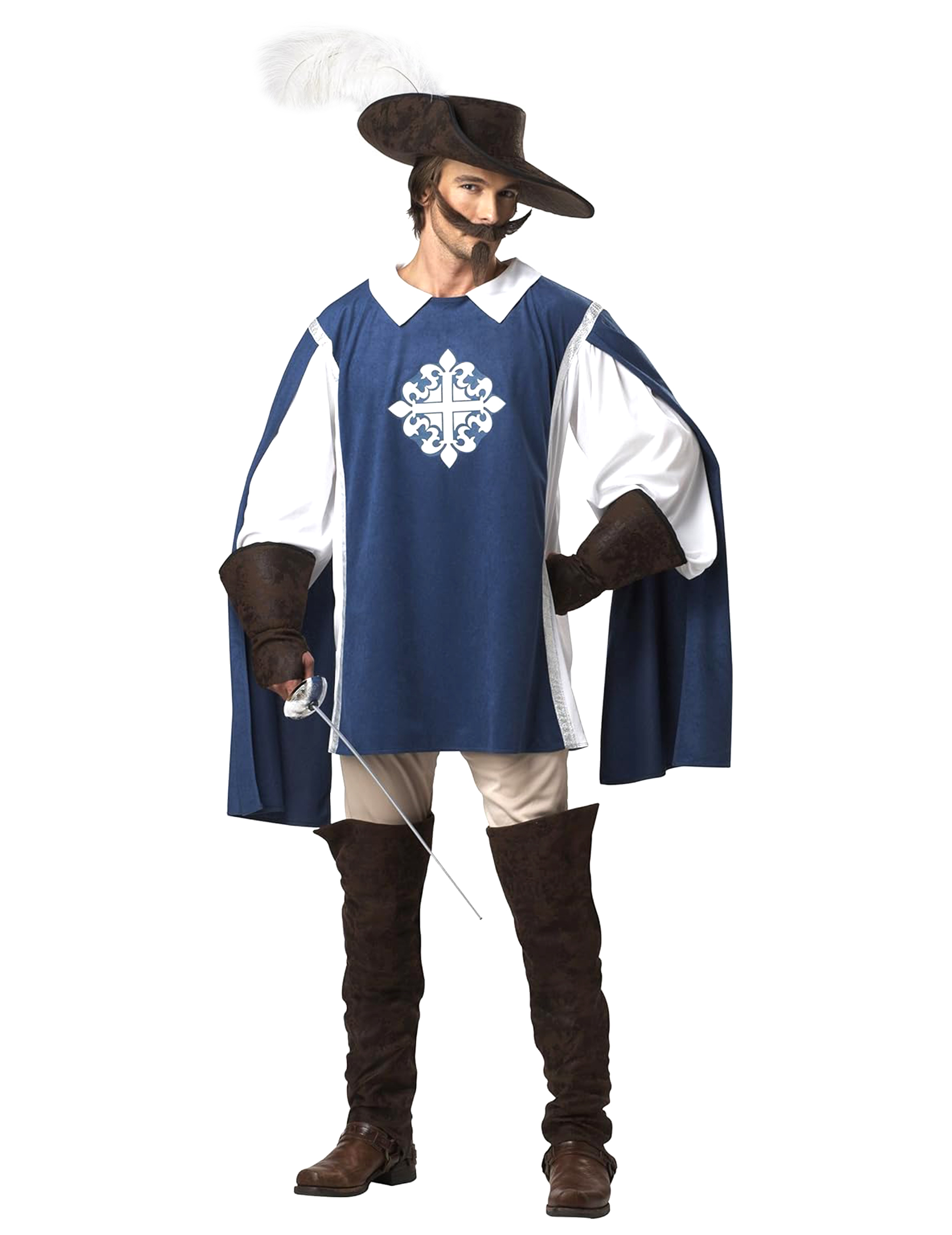 Mittelalter Musketeer Kostüm blau-weiss-braun Mittelalter Musketeer Kostüm blau-weiss-braun von KARNEVAL-MEGASTORE
