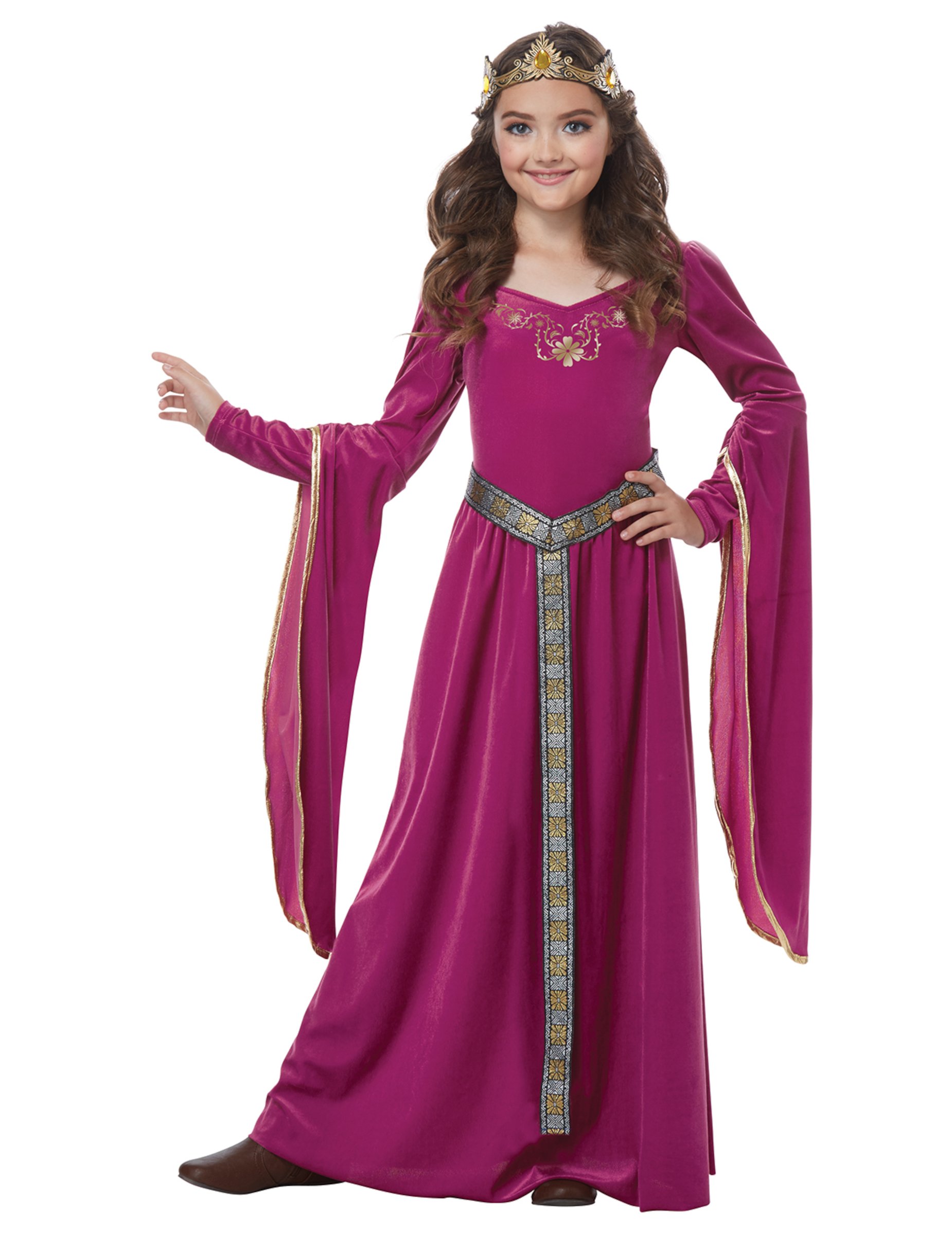 Mittelalter Prinzessin Kostüm für Kinder rosa 3-teilig von KARNEVAL-MEGASTORE