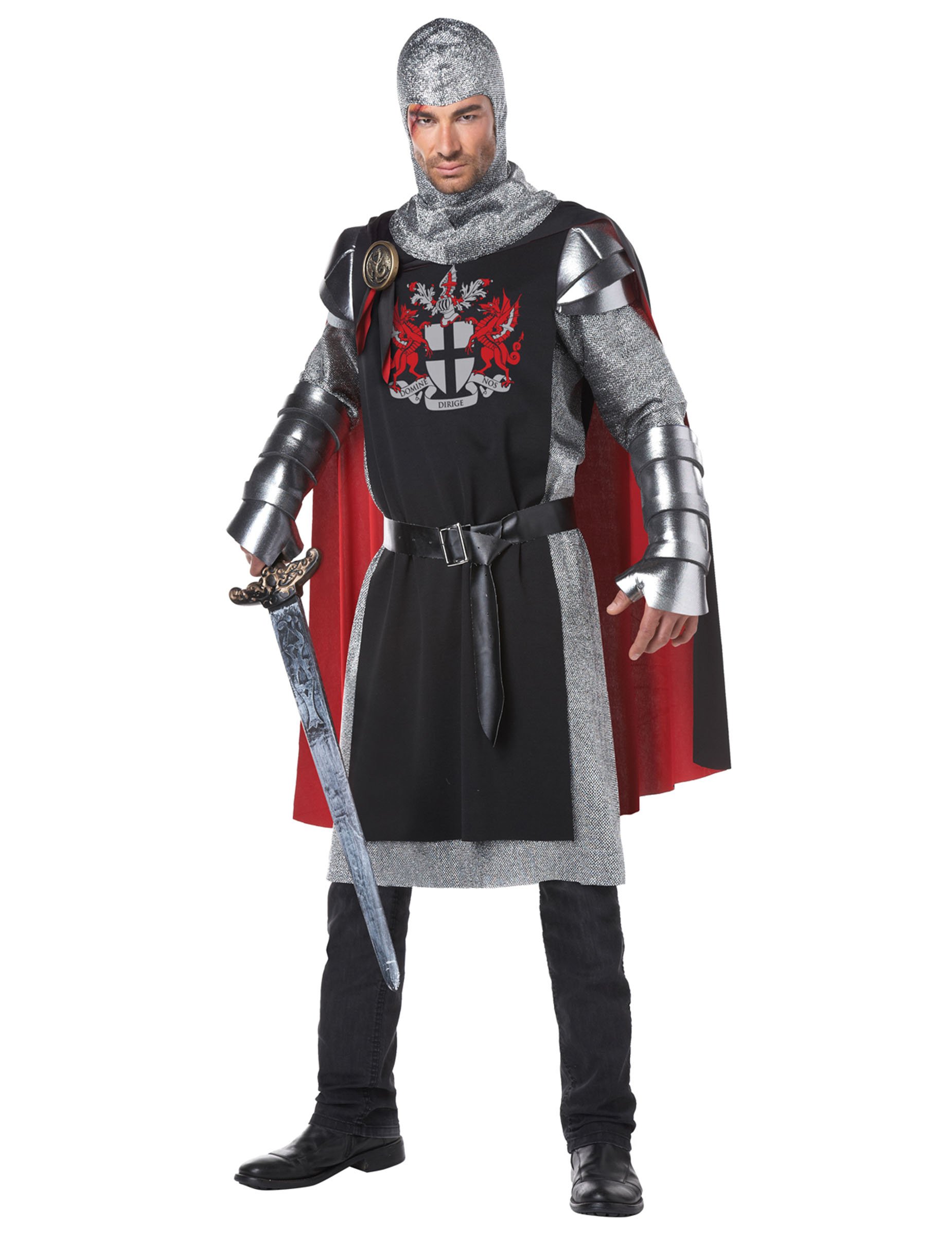 Mittelalterlicher Ritter Krieger Kostüm schwarz-silber von KARNEVAL-MEGASTORE