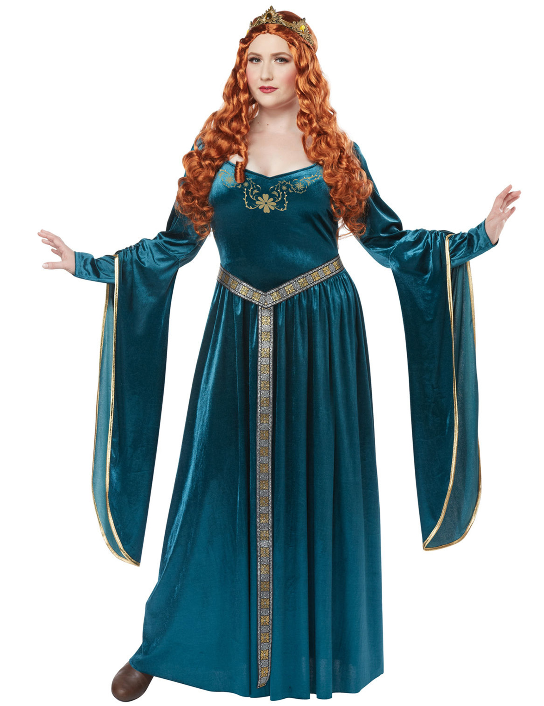 Renaissance Hofdame Plus Size Mittelalter-Damenkostüm hellpetrol von KARNEVAL-MEGASTORE