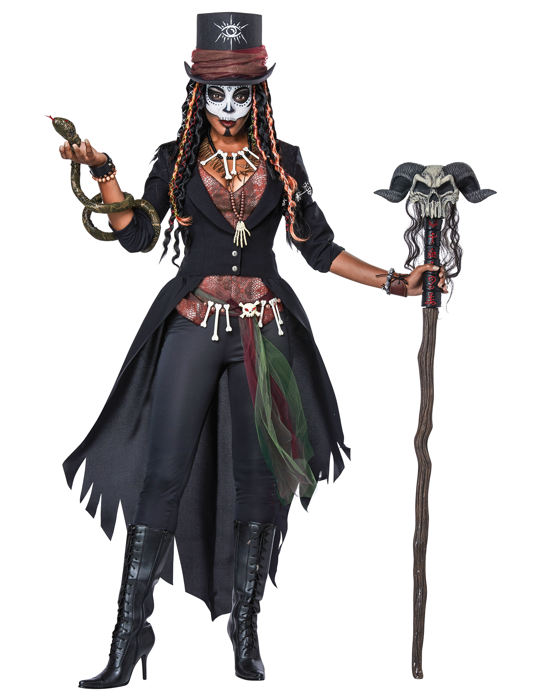 Voodoo-Kostüm für Damen Halloween-Kostüm schwarz-braun von KARNEVAL-MEGASTORE