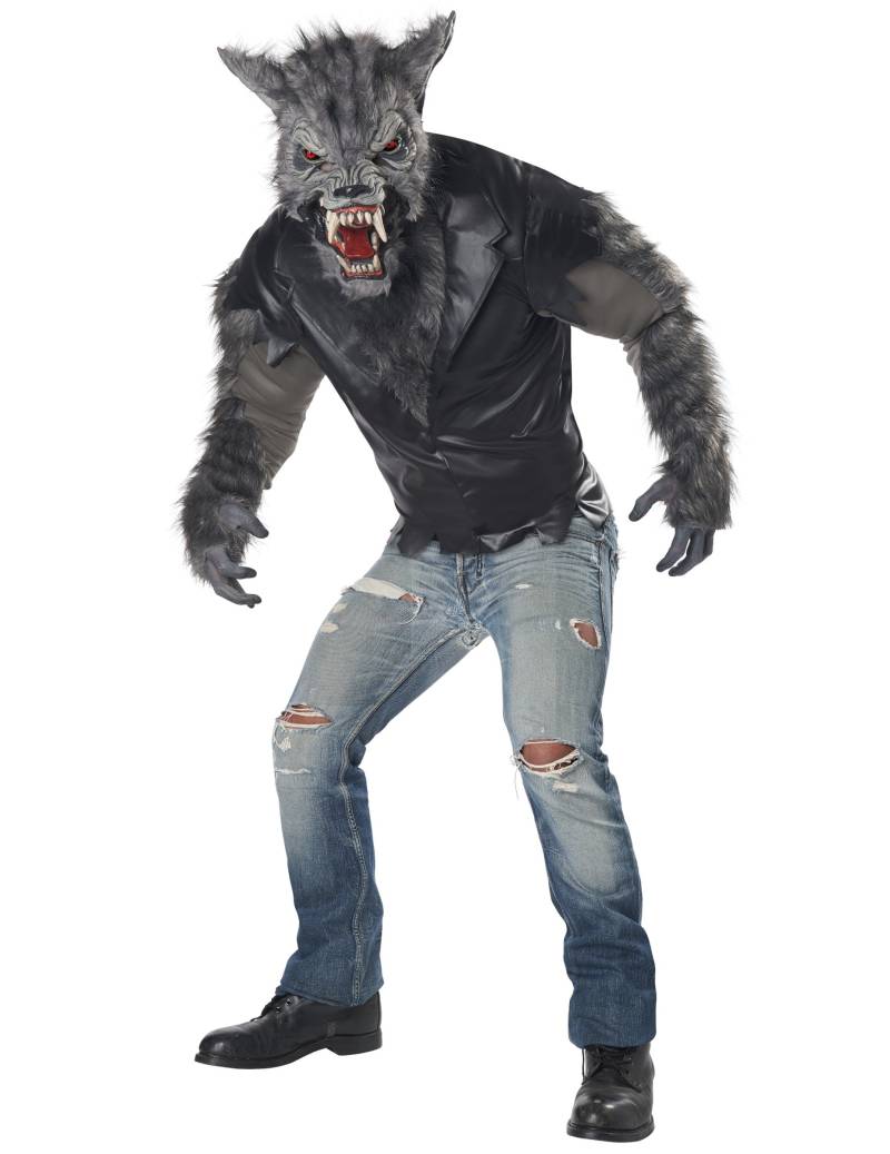 Werwolf-Kostüm für Erwachsene zu Halloween grau-schwarz von KARNEVAL-MEGASTORE
