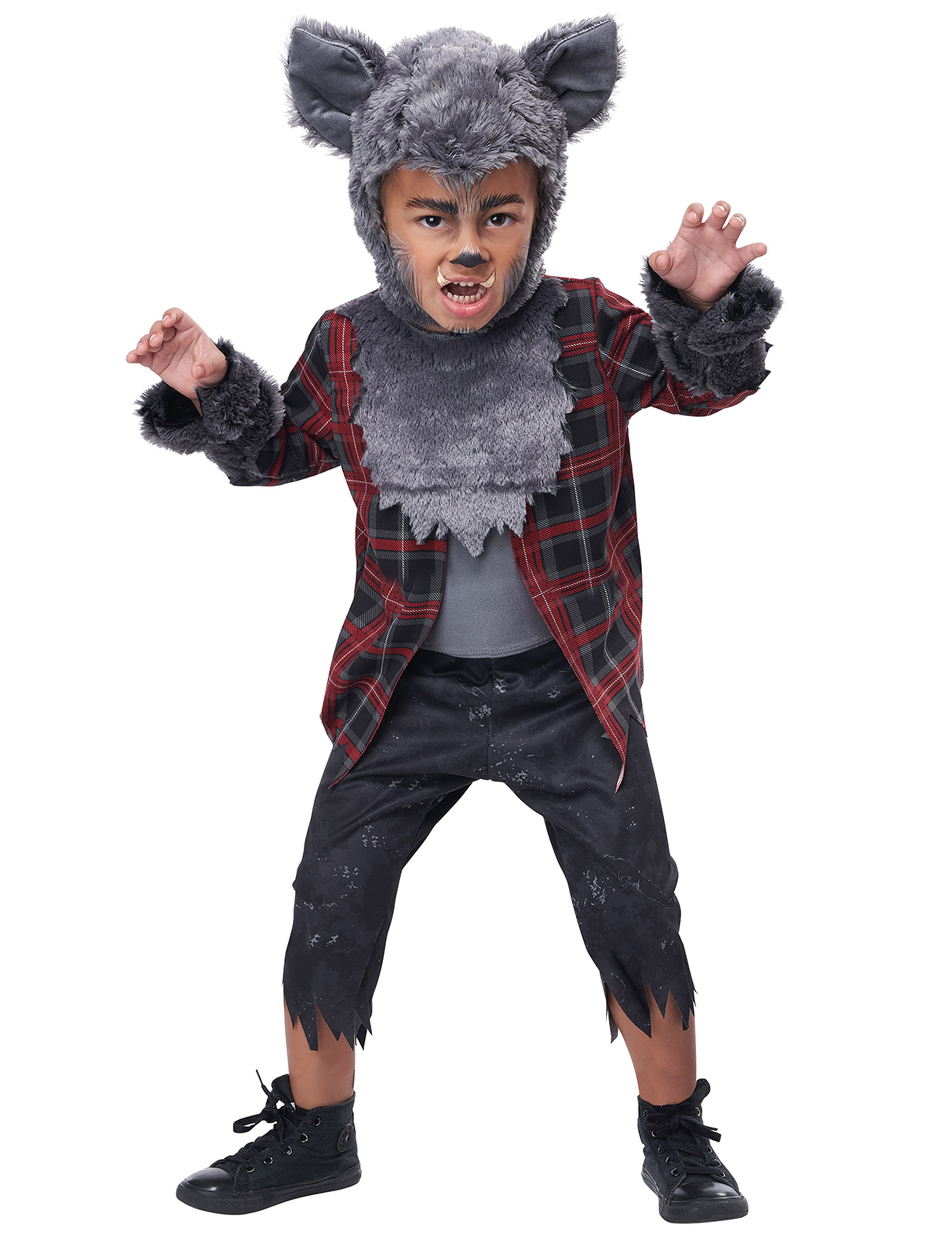 Werwolf-Kostüm für Jungen im Karohemd Halloween-Kostüm grau-rot Werwolf-Kostüm für Jungen im Karohemd Halloween-Kostüm grau-rot von KARNEVAL-MEGASTORE