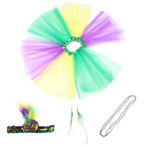 CALLARON 1 Satz Carnival Kostüm mit Glitzer Haarschmuck Tutu Rock und Ohrringen Teiliges Accessoire für Karneval Maskerade und Festlichkeiten CALLARON 1 Satz Carnival Kostüm mit Glitzer Haarschmuck Tutu Rock und Ohrringen Teiliges Accessoire für Karneval Maskerade und Festlichkeiten von CALLARON