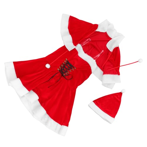 CALLARON 1 Satz Damen Weihnachtsmann Kostüm mit Cape und Hut Festliches Outfit für Weihnachten und Neujahr für Partys Cosplay und Festliche Auftritte von CALLARON