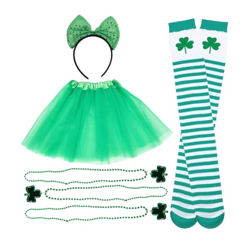 CALLARON 1 Satz Dreiteiliges Kostüm mit Tutu Rock Socken Halskette und Haarband für Irische Feiern und Accessoire für Partys und Feiern CALLARON 1 Satz Dreiteiliges Kostüm mit Tutu Rock Socken Halskette und Haarband für Irische Feiern und Accessoire für Partys und Feiern von CALLARON