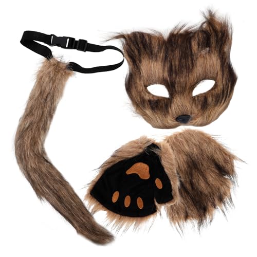 CALLARON 1 Satz Fuchs Kostümset für Erwachsene Realistische Maske Plüsch und Handschuhe Verstellbar für Cosplay Halloween und Partys von CALLARON