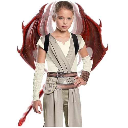 CALLARON 1 Satz Halloween Kinderkostüm Set Rote Drachenmaske Flügel und Cosplay Party Requisiten für Mädchen für Halloween und Geburtstagsfeiern von CALLARON