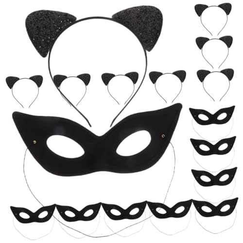 CALLARON 1 Satz Katze Cosplay Set mit Katzenohren Haarreif und Maske Teiliges Zubehör für Partys und Karneval Bequemes und Stilvolles Kostüm für Erwachsene von CALLARON