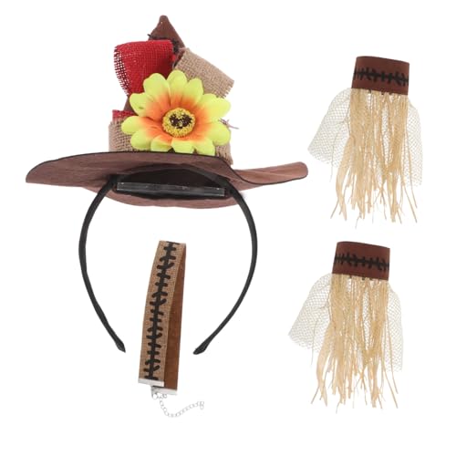 CALLARON 1 Satz Kostümzubehör für Erwachsene Teiliges und Cosplay mit Strohhut Handgelenkband Halskette und Stirnband für Themenveranstaltungen und Herbstpartys von CALLARON