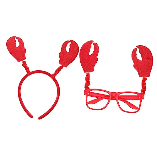 CALLARON 1 Satz Krabbenstirnbandbrille Kinderstirnband Party Sonnenbrille für Stirnbänder für Haarband mit Krabbenelementen Krabbenkopfschmuck Krabbendekor Tuch rot von CALLARON