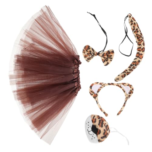 CALLARON 1 Satz Leoparden Kostüm Set für Teiliges Set mit Haarreif Tüllrock Nase und für Fasching Karneval Halloween und Kostümpartys von CALLARON