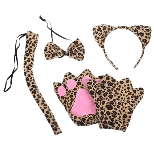 CALLARON 1 Satz Leopardenkostüm Set für Erwachsene Teiliges Halloween Cosplay mit Haarreif Handschuhen Fliege und für Kostümpartys Fasching und Themenveranstaltungen von CALLARON