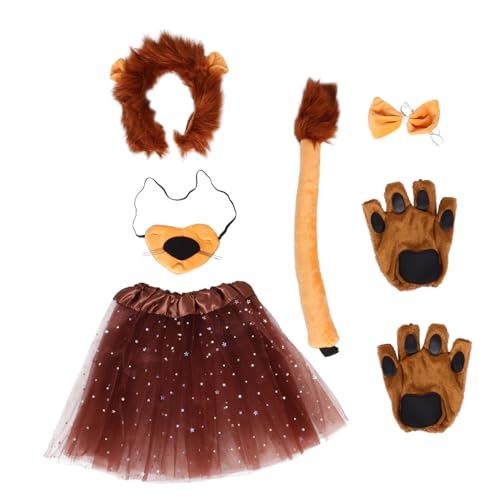 CALLARON 1 Satz Löwen Kostüm Mähne Stirnbänder Mit Outfit Halloween Dschungel Faschingskostüm-kit Kostüme Lustig Zirkus Cosplay Kostüm Flanell Light Brown von CALLARON