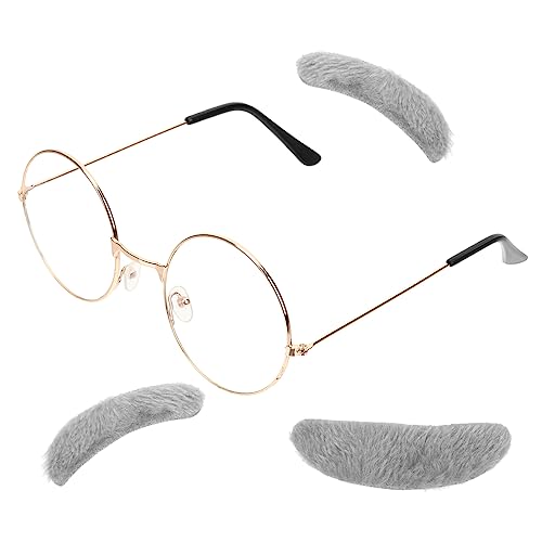 CALLARON 1 Satz Old Man Costume für Teiliges mit Selbstklebenden Fake Augenbrauen und Brille für Halloween Schulfeiern und Cosplay Events von CALLARON