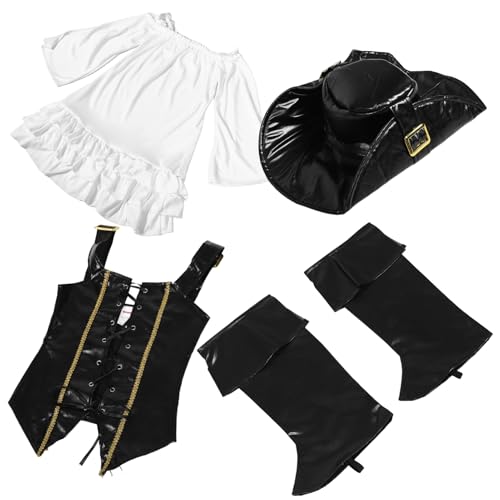 CALLARON 1 Satz Piratenkostüm für Mädchen Mittelalterliches Outfit mit Langem Ärmel Verstellbarem Weste für Halloween und Kostümpartys Kreatives Rollenspiel CALLARON 1 Satz Piratenkostüm für Mädchen Mittelalterliches Outfit mit Langem Ärmel Verstellbarem Weste für Halloween und Kostümpartys Kreatives Rollenspiel von CALLARON