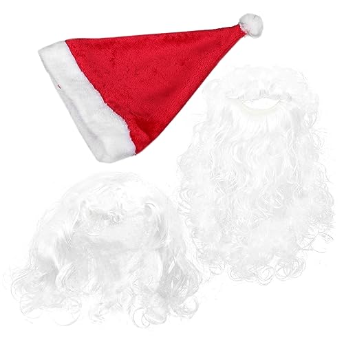 CALLARON 1 Satz Santa Claus Perücke mit Bart und Mütze Komplettes Kostümzubehör für Weihnachten Cosplay und Bühnenaufführungen Verstellbare und Bequeme Santa Headdress für Erwachsene von CALLARON