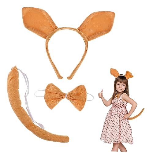 CALLARON 1 Satz Satz Känguru -Kopfschmuck Set Erwachsene Kostüm für WHO tierkostüme haarband zootiere kostüm Stirnband Zubehör kurzer Plüsch von CALLARON