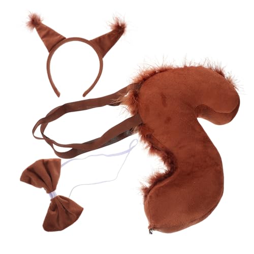 CALLARON 1 Satz Süßes Eichhörnchen Kostüm Set Tierkopfband mit Fliege und Dekoration für Cosplay und Partys Weichem Material für Kleine Tierfreunde von CALLARON