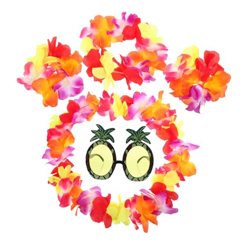 CALLARON 1 Satz Teiliges Blumenkranz Kostüm mit Sonnenbrille Halskette und Armbändern für Sommerfeste und Strandpartys Stilvolle Deko für Unvergessliche von CALLARON