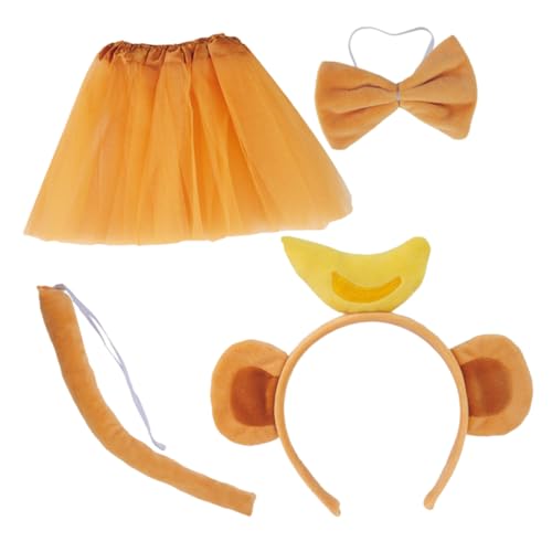 CALLARON 1 Satz Tutu-rock Für Mädchen Lustig Party Tierkostüme Mit Dschungelmotiv Kopfbedeckung Mit Affenohren Zubehör Ohrig Karikatur Affenkostüm Stoff Light Brown CALLARON 1 Satz Tutu-rock Für Mädchen Lustig Party Tierkostüme Mit Dschungelmotiv Kopfbedeckung Mit Affenohren Zubehör Ohrig Karikatur Affenkostüm Stoff Light Brown von CALLARON